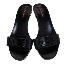 Pre Owned Prada Sport Black Leather Open Toe Sandals Size 37