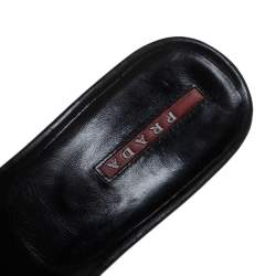 Pre Owned Prada Sport Black Leather Open Toe Sandals Size 37