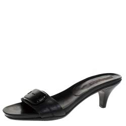Pre Owned Prada Sport Black Leather Open Toe Sandals Size 37