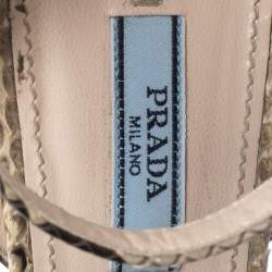 Pre Owned Prada Python Leather Platform Ankle Strap Block Heel Sandals Size 39
