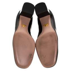 Pre Owned Prada Black Patent Leather Loafer Block Heel Pumps Size 39