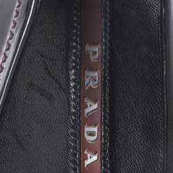 Pre Owned Prada Dark Purple/Black Patent Leather Bow Detail Ballet Flats Size 35