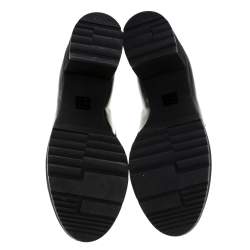 Pre Owned Prada Black Leather Block Heel Platform Loafer Pumps Size 37.5