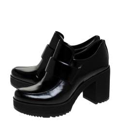 prada block heel leather loafers