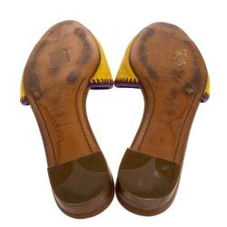 Pre Owned Prada Yellow Suede Leather Flat Slides Size 40.5