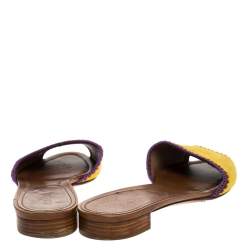 Pre Owned Prada Yellow Suede Leather Flat Slides Size 40.5