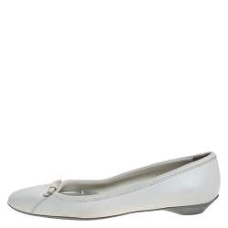 Prada White Leather Bow Ballet Flats Size 39