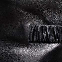 Pre Owned Prada Black Leather Peep Toe Platform Ankle Boots Size 37.5