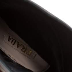 Pre Owned Prada Black Leather Peep Toe Platform Ankle Boots Size 37.5