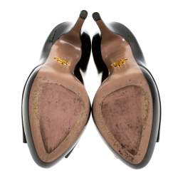 Pre Owned Prada Black Patent Peep Toe Platform Pumps Size 38
