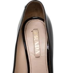 Pre Owned Prada Black Patent Peep Toe Platform Pumps Size 38