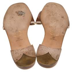 Pre Owned Prada Brown Croc Embossed Leather Bow Flat Slides Size 39