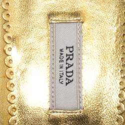 Prada Gold Floral Applique PVC Slide Sandals Size 39
