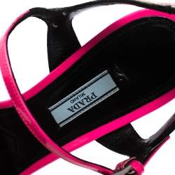 Pre Owned Prada Neon Pink Patent Leather Flame Sandals Size 39