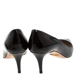 Pre Owned Prada Black Patent Leather Pointed Toe Pumps Size 37