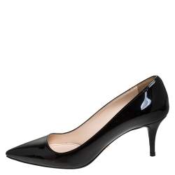 Prada Black Patent Leather Pointed Toe Pumps Size 37
