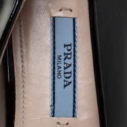 Pre Owned Prada Black Patent Leather Bow Flats Size 40