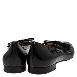 Pre Owned Prada Black Patent Leather Bow Flats Size 40
