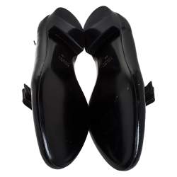 Pre Owned Prada Black Patent Leather Bow Flats Size 40
