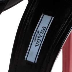 Pre Owned  Prada Red/Black Leather Square Toe Ankle Strap Pumps Size 40
