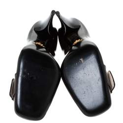 Pre Owned Prada Black/Grey Ombre Patent Leather Buckle Detail Pumps Size 39