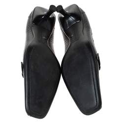 Pre Owned Prada Black Leather Kitten Heel Loafers Size 39