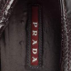 Pre Owned Prada Burgundy Patent Leather Square Toe Ballet Flat Size 39.5