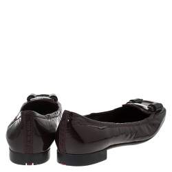 Pre Owned Prada Burgundy Patent Leather Square Toe Ballet Flat Size 39.5