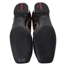 Pre Owned Prada Burgundy Patent Leather Square Toe Ballet Flat Size 39.5