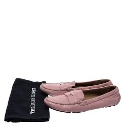 Pre Owned Prada Pink Leather Penny Slip On Loafers Size 39
