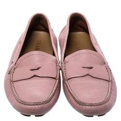 Pre Owned Prada Pink Leather Penny Slip On Loafers Size 39