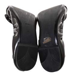 Pre Owned Prada Olive Green Patent Leather Buckle Scrunch Ballet Flats Size 38.5 