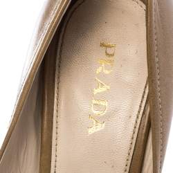 Pre Owned Prada Beige Leather Bow Peep Toe Platform Pumps Size 39