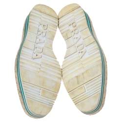 Pre Owned Prada White Brogue Leather Espadrille Platform Flat Loafer Size 38.5