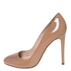 Pre Owned Prada Beige Patent Leather Pumps Size 36.5