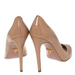 Pre Owned Prada Beige Patent Leather Pumps Size 36.5
