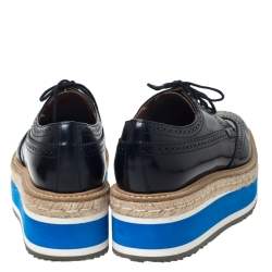 Pre Owned Prada Black Brogue Leather Derby Espadrille Sneakers Size 40