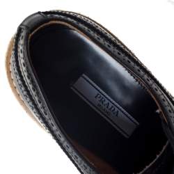 Pre Owned Prada Black Brogue Leather Derby Espadrille Sneakers Size 40