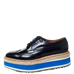 Pre Owned Prada Black Brogue Leather Derby Espadrille Sneakers Size 40