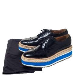 Pre Owned Prada Black Brogue Leather Derby Espadrille Sneakers Size 40