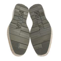 Pre Owned Prada Brown Brogue Leather Derby Espadrille Sneakers Size 39