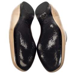 Pre Owned Prada Beige Patent Leather Smoking Slipper Flats Size 37