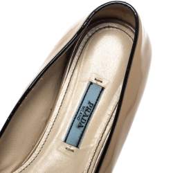 Pre Owned Prada Beige Patent Leather Smoking Slipper Flats Size 37