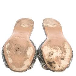 Pre Owned Prada Beige/Brown Python Leather Flat Slides Size 39