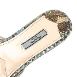 Pre Owned Prada Beige/Brown Python Leather Flat Slides Size 39
