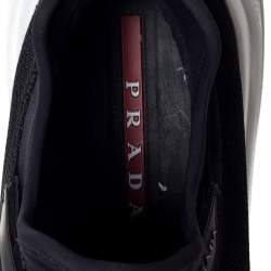 Pre Owned Prada Black Mesh America's Cup Lace Up Sneakers Size 39.5