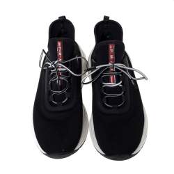 Pre Owned Prada Black Mesh America's Cup Lace Up Sneakers Size 39.5