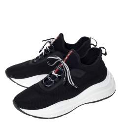 Pre Owned Prada Black Mesh America's Cup Lace Up Sneakers Size 39.5