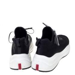 Pre Owned Prada Black Mesh America's Cup Lace Up Sneakers Size 39.5