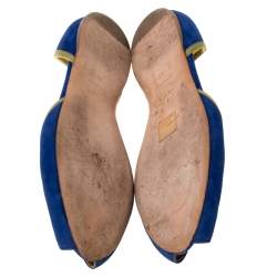 Pre Owned Prada Blue/Green Suede Peep Toe D'orsay Flats Size 41